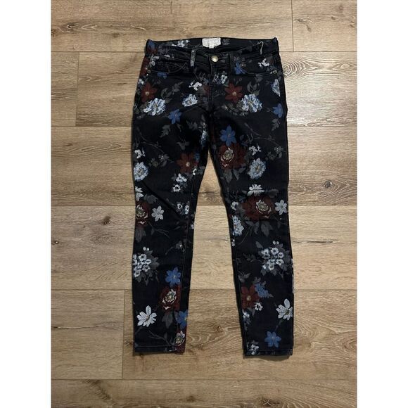 Current Elliott The Stiletto Black Wild Flower Jeans Fairy Core Skinny 27 - Picture 1 of 3